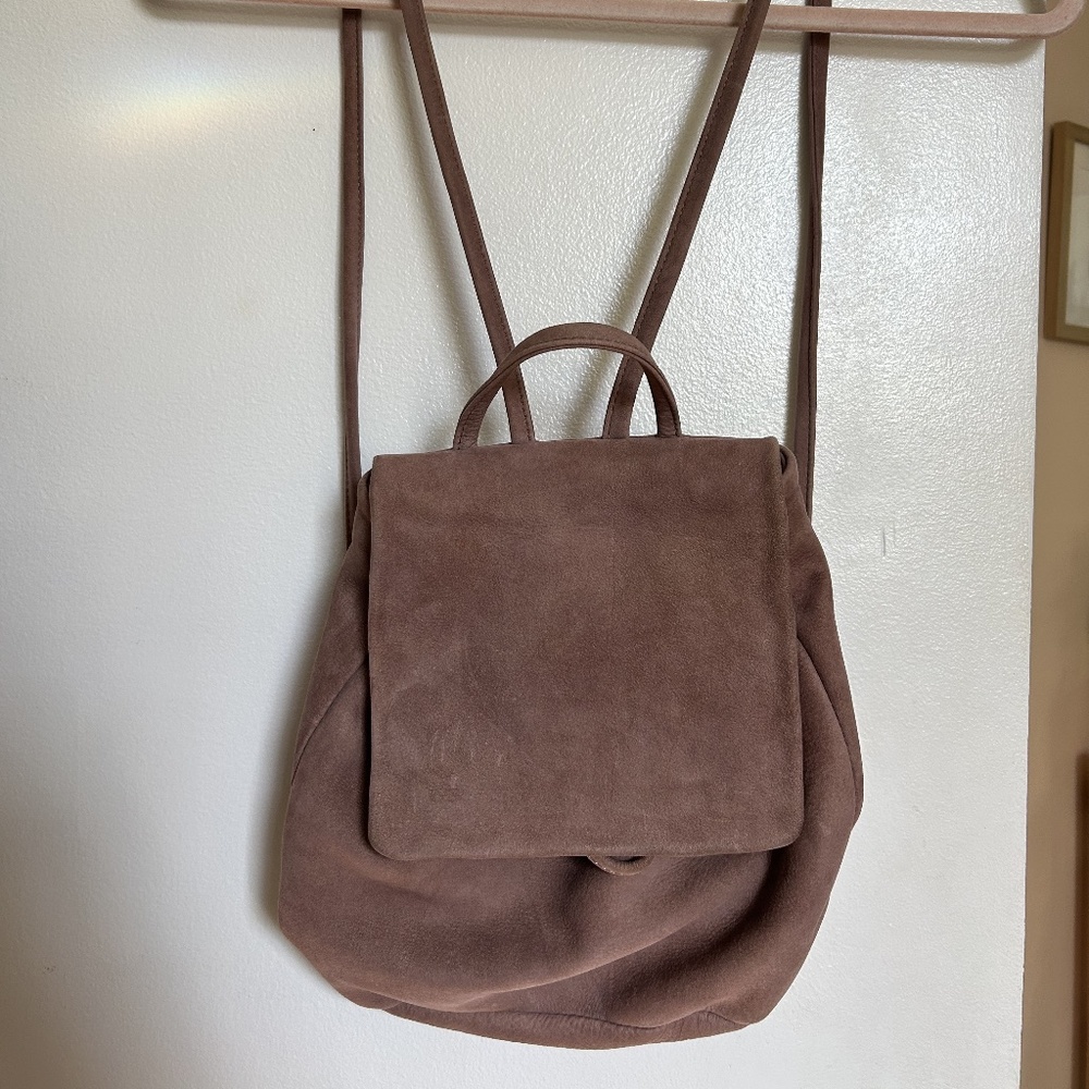 Suede Dusty Rose Mini Backpack - Baggu - Adjustable straps